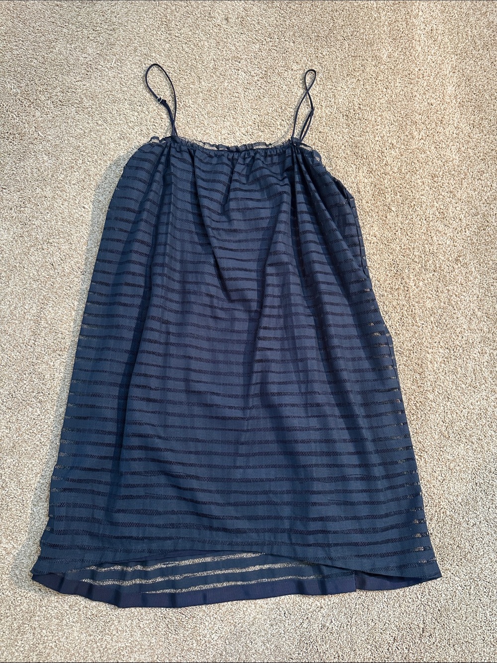 Amour Vert Navy Striped Spaghetti mini dress